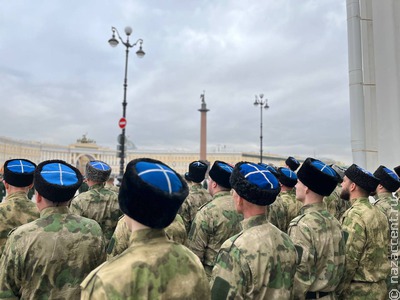 Казаки приняли участие в репетиции Парада Победы в Санкт-Петербурге